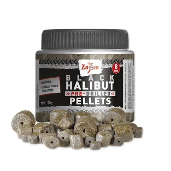 Carp Zoom Pre-Drilled Black Haibut Pellets 120gr 3 Carp Zoom Pre-Drilled Black Haibut Pellets 120gr