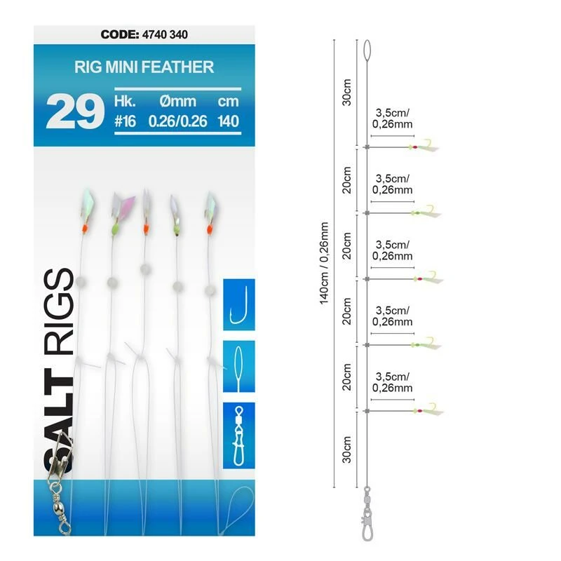 Spro Saltwater Salt Rig #29 Mini Feather 4 Spro Saltwater Salt Rig #29 Mini Feather - Afbeelding 2