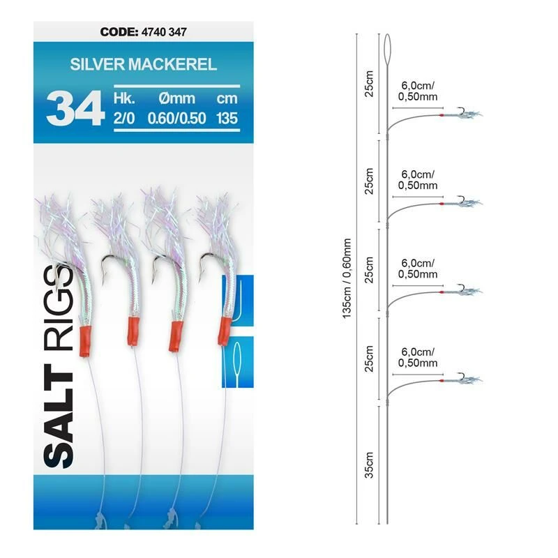 Spro Saltwater Salt Rig #34 Silver Mackrel 4 Spro Saltwater Salt Rig #34 Silver Mackrel - Afbeelding 2